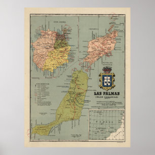 kaart van de Canarische Eilanden (1922) Poster