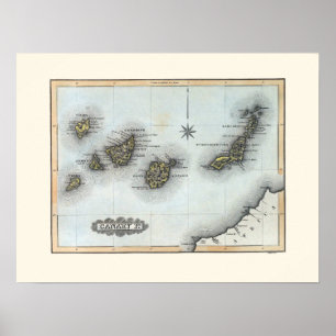  kaart van de Canarische Eilanden Poster