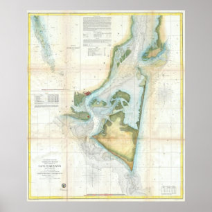 kaart van de Cape Fear (1857) Poster