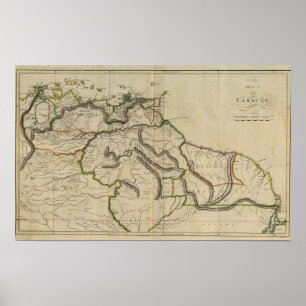 Kaart van de Caracas Poster