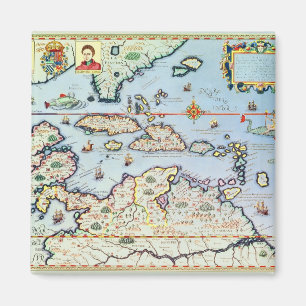 Kaart van de Caribische eilanden Magneet