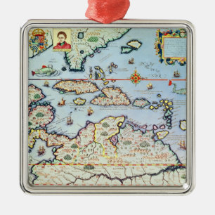 Kaart van de Caribische eilanden Metalen Ornament
