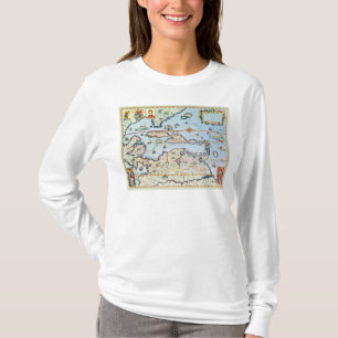 Kaart van de Caribische eilanden T-shirt