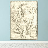  kaart van de Chesapeake Bay (1752) Canvas Afdruk (Insitu (Houten vloer))