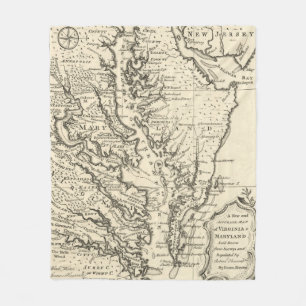  kaart van de Chesapeake Bay (1752) Fleece Deken
