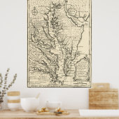  kaart van de Chesapeake Bay (1752) Poster (Keuken)