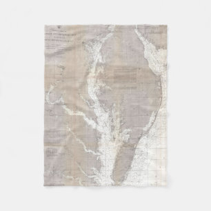  kaart van de Chesapeake Bay (1866) Fleece Deken