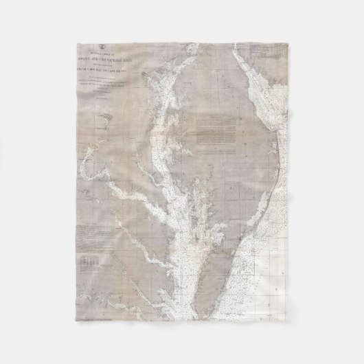 kaart van de Chesapeake Bay (1866) Fleece Deken (Voorkant)