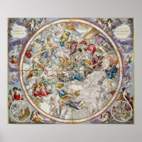 Kaart van de Christelijke constellaties zoals afge