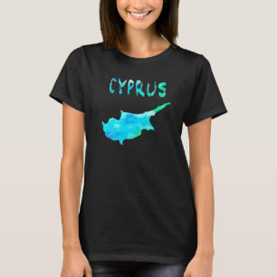 Kaart van de Cypriotische Colorful Map Waterverf I T-shirt