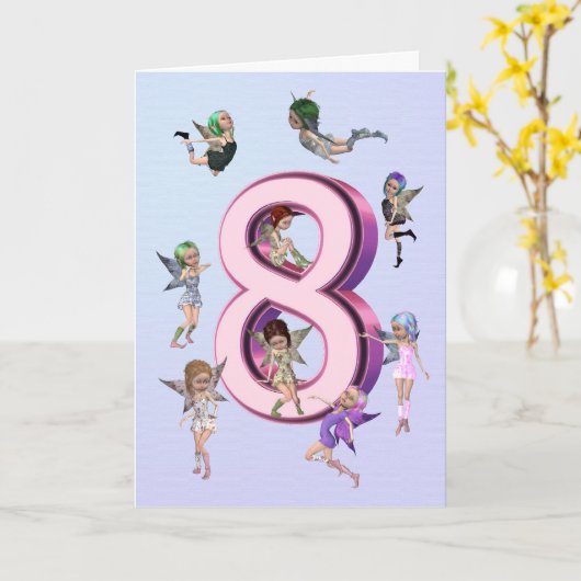 Kaart van de de feeën de 8ste verjaardag van de (Gele Bloem)