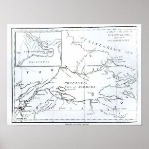 Kaart van de delen van Europa en Azië Poster