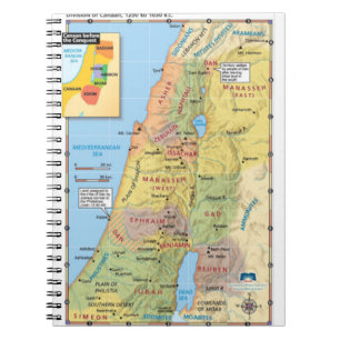 Kaart van de divisie Canaan Twelve Tribal Lands Notitieboek