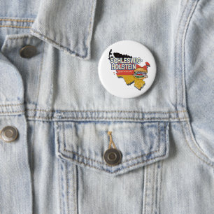 Kaart van de Duitse deelstaat Sleeswijk-Holstein Ronde Button 5,7 Cm