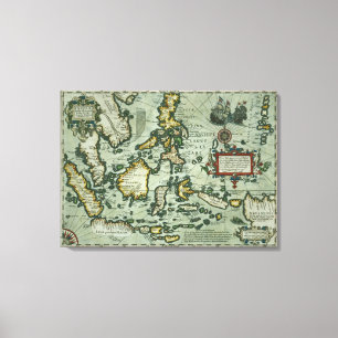Kaart van de East Indies, pub. 1635 in Amsterdam ( Canvas Afdruk
