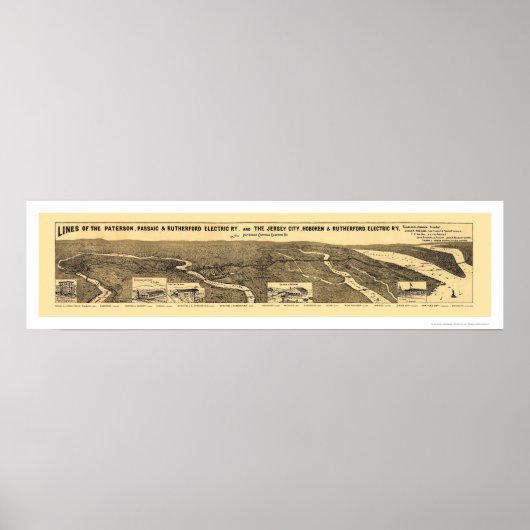 Kaart van de elektrische spoorweg 1894 poster (Voorkant)