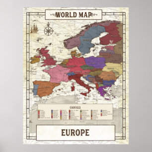 Kaart van de Europese Poster