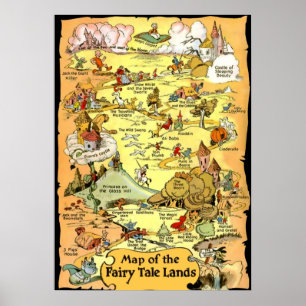 Kaart van de Fairy Tale Lands (in 23 maten) Poster