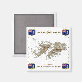 Kaart van de Falklandeilanden + Flags Magnet Magneet (Voorkant / Achterkant)