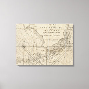kaart van de Florida Keys (1771) Canvas Afdruk