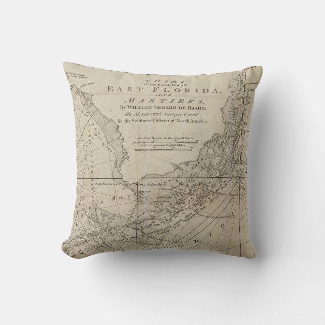  kaart van de Florida Keys (1771) Kussen (Voorkant)