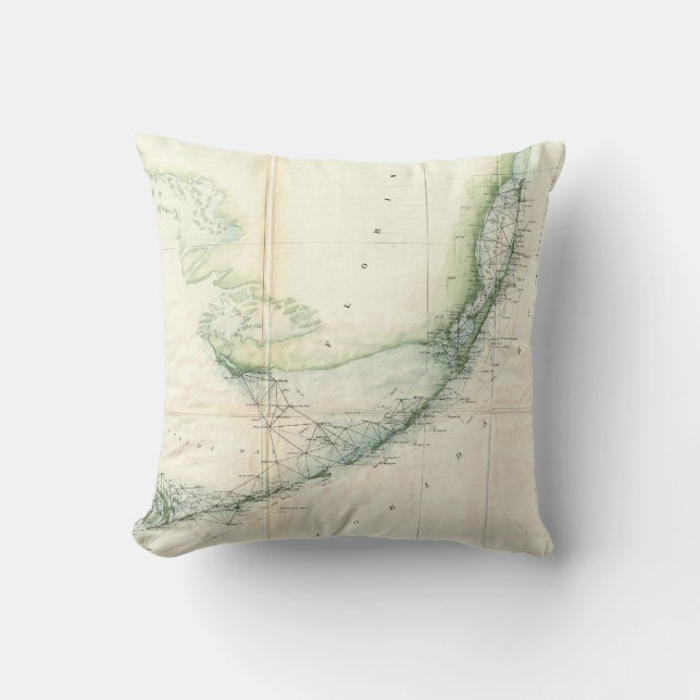  kaart van de Florida Keys (1859) Kussen (Voorkant)