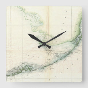  kaart van de Florida Keys (1859) Vierkante Klok