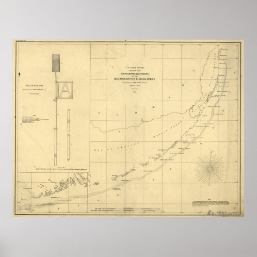  kaart van de Florida Keys (1861) Poster (Voorkant)