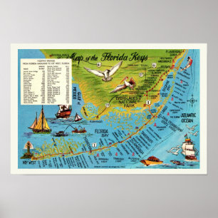 Kaart van de Florida Keys Print