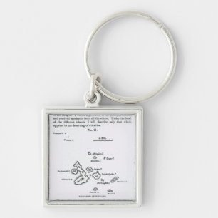 Kaart van de Galapagos-archipel, 1844 Sleutelhanger