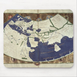 Kaart van de gekende wereld, van "Geographia" Muismat