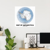 Kaart van de geografische ligging van Antarctica Poster (Thuiskantoor)