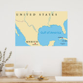 Kaart van de Golf van Amerika Poster (Keuken)