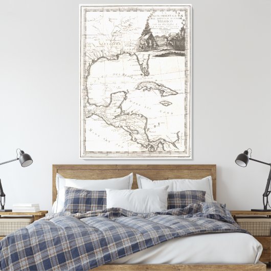 kaart van de Golf van Mexico (1798) Canvas Afdruk (Insitu (Slaapkamer))