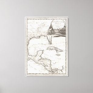  kaart van de Golf van Mexico (1798) Canvas Afdruk
