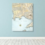 Kaart van de Golf van Napels en omgeving Canvas Afdruk (Insitu (Houten vloer))