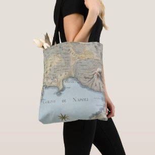 Kaart van de Golf van Napels en omgeving Tote Bag