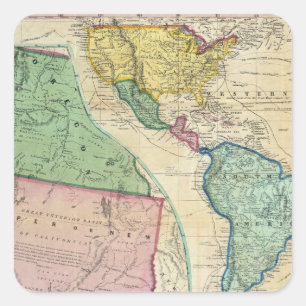 Kaart van de gouden regio's van Californië Vierkante Sticker
