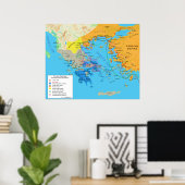 Kaart van de Griekse wereld tijdens de Perzische o Poster (Thuiskantoor)