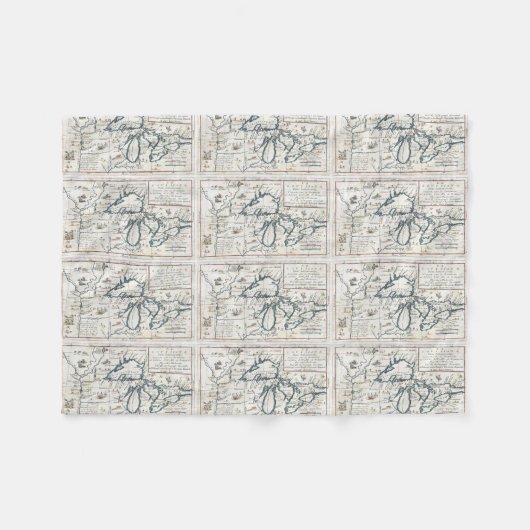 kaart van de Grote Meren (1696) Fleece Deken (Voorkant (Horizontaal))