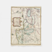  kaart van de Grote Meren (1755) Fleece Deken (Voorkant)