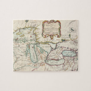 kaart van de Grote Meren (1755) Legpuzzel
