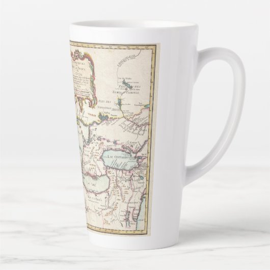 kaart van de Grote Meren in Frankrijk Latte Mok (Rechts)