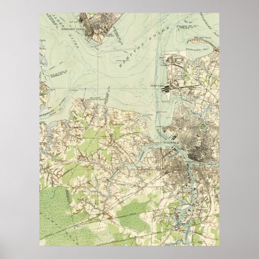  kaart van de Hampton Road (1918) Poster (Voorkant)