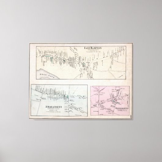  kaart van de Hamptons (1873) Canvas Afdruk (Voorkant)