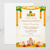 Kaart van de Indian Housewarming Invitation, Gruha (Voorkant / Achterkant)