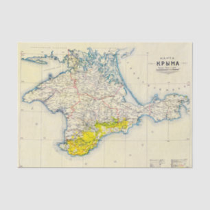  kaart van de Krim, Oekraïne, regio Sebastopol Tissuepapier