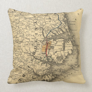  kaart van de kust van North Carolina (1887) Kussen