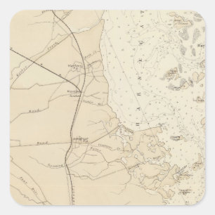 Kaart van de kustsectie Barnegat Bay naar Tuckerto Vierkante Sticker