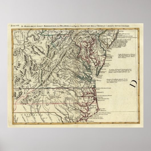 kaart van de landen van het Midden-Atlantische ge Poster (Voorkant)